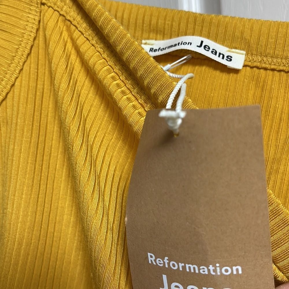 Reformation Rochelle Size Lg  NWT OCHRE color (mustard) Brat Girl Summer - Picture 7 of 10